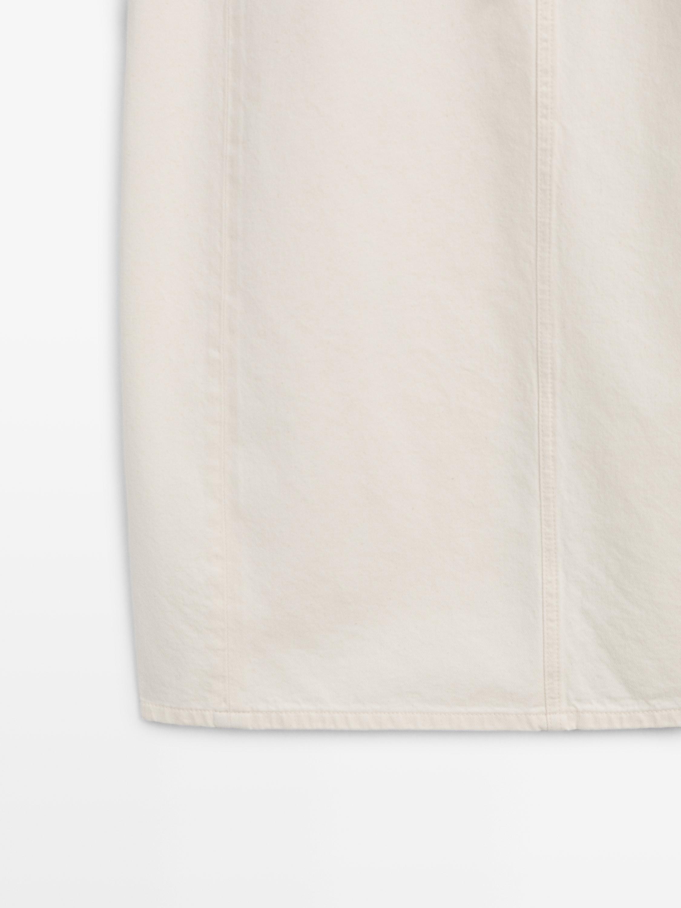 Barrel fit denim midi skirt